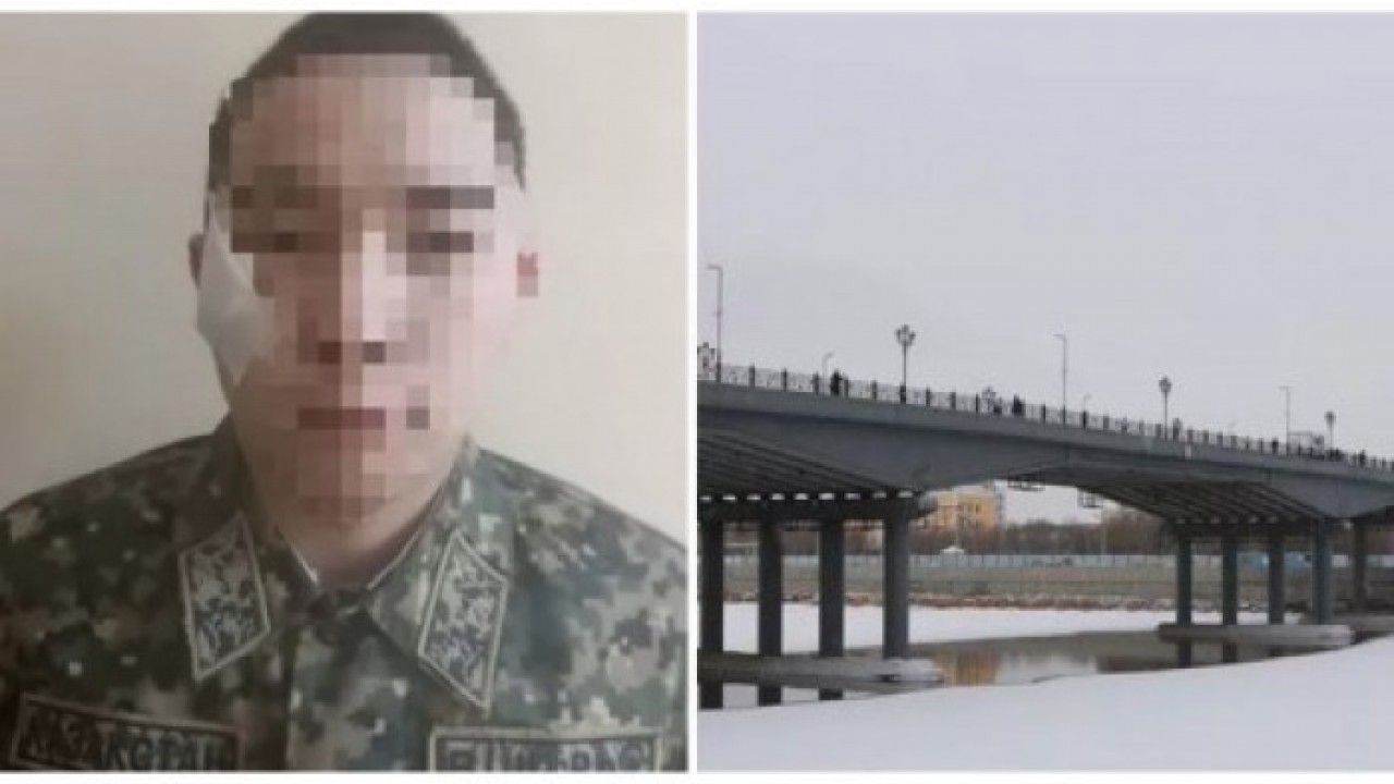 В Атырау митингующие вшестером избили 18-летнего солдата и скинули с моста