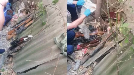 Два мешка с автоматами, ружьями и карабинами нашли в Таразе
