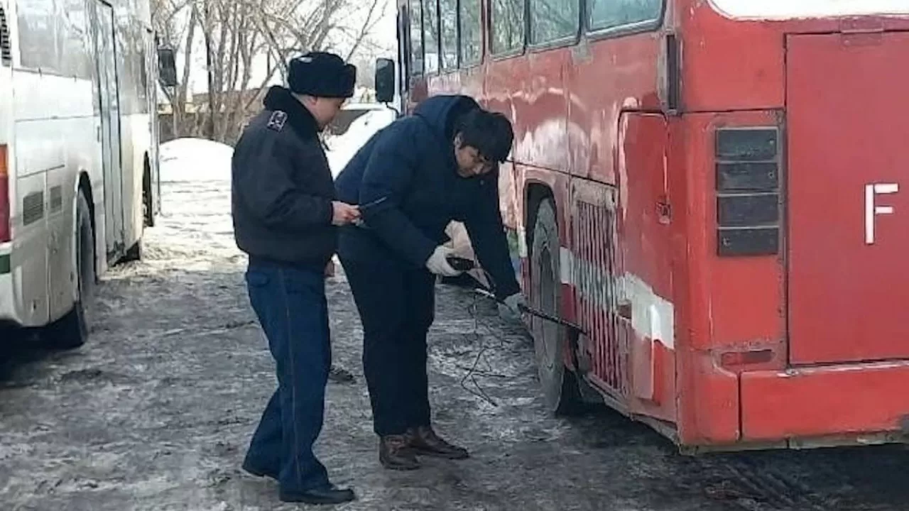 Өскеменде полицейлер мен экологтар автобустарды тексеріп жатыр