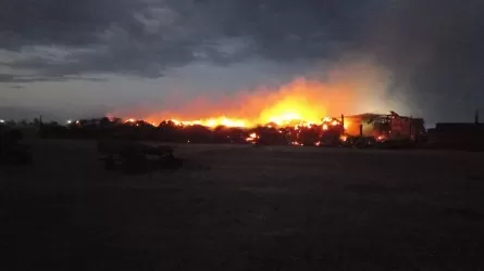 Всю ночь тушили горящее сено в селе в Павлодарской области