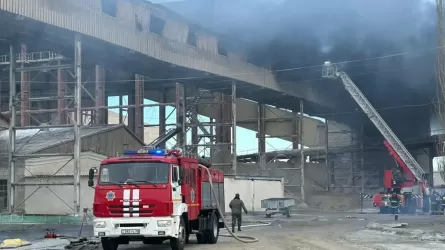 Девять газовых баллонов вытащили при пожаре на заводе в Семее 