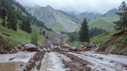Из-за сильных дождей в Алматинской области произошел сход грунта