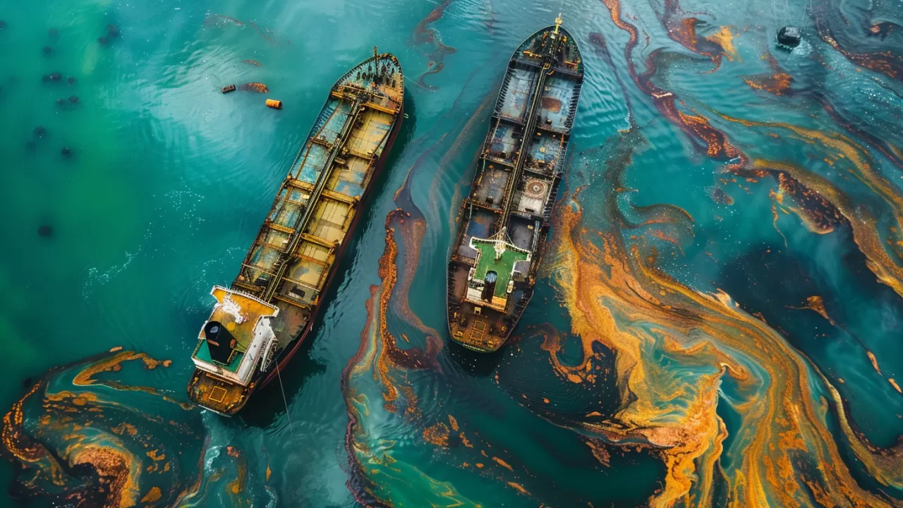 Разлив нефти произошел после столкновения двух судов в порту Сингапура