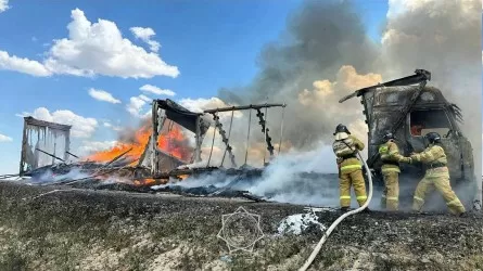 Грузовик сгорел на трассе в Актюбинской области