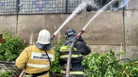 Пожар на складе макулатуры в Костанае тушили с помощью пожарного поезда