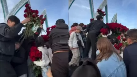 «10 мың раушан гүлі»: Астанада адамдар тегін гүл үшін таласты