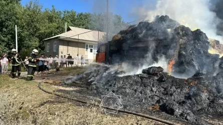 Грузовик с сеном полностью сгорел в Туркестанской области