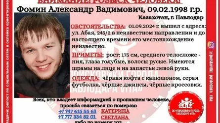 Вознаграждение обещают за информацию о пропавшем мужчине в Павлодаре