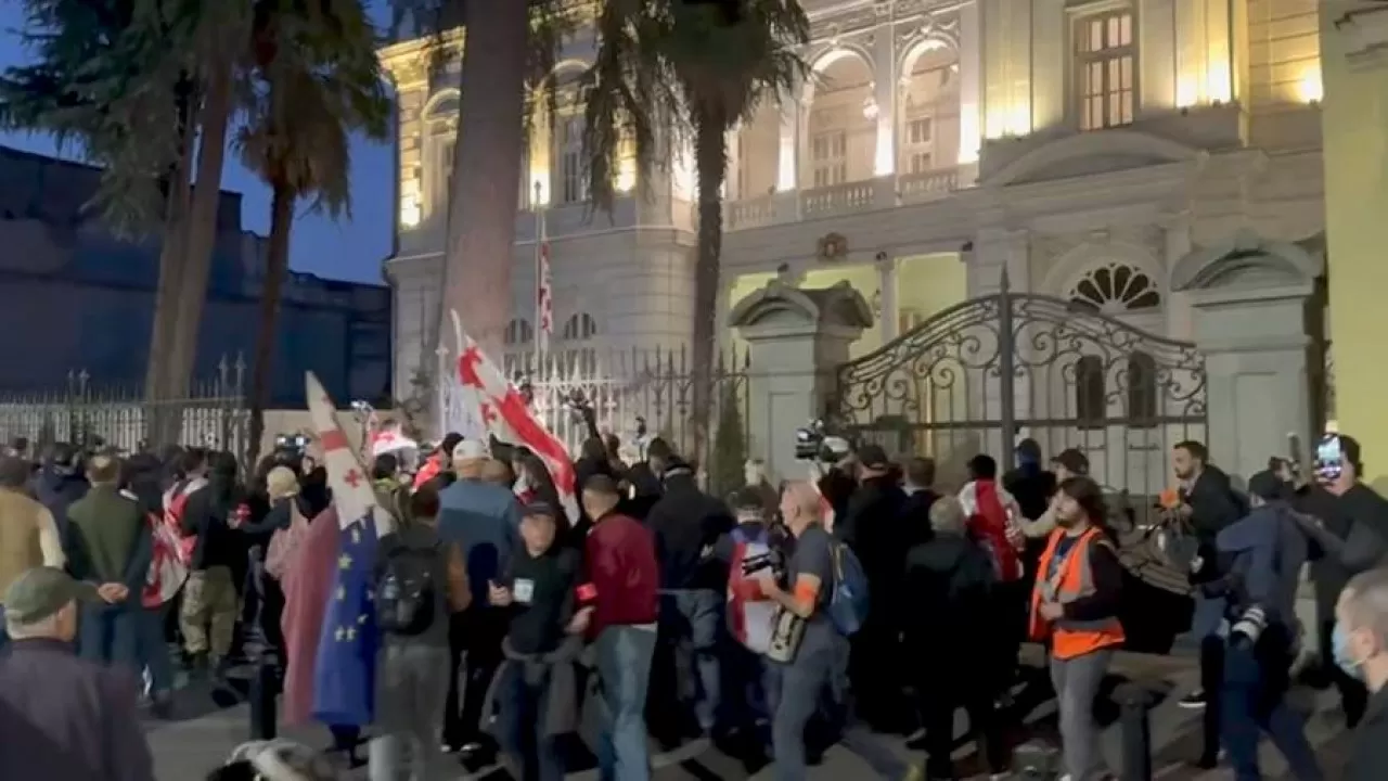 Митингующие в Тбилиси ворвались во двор резиденции президента Грузии