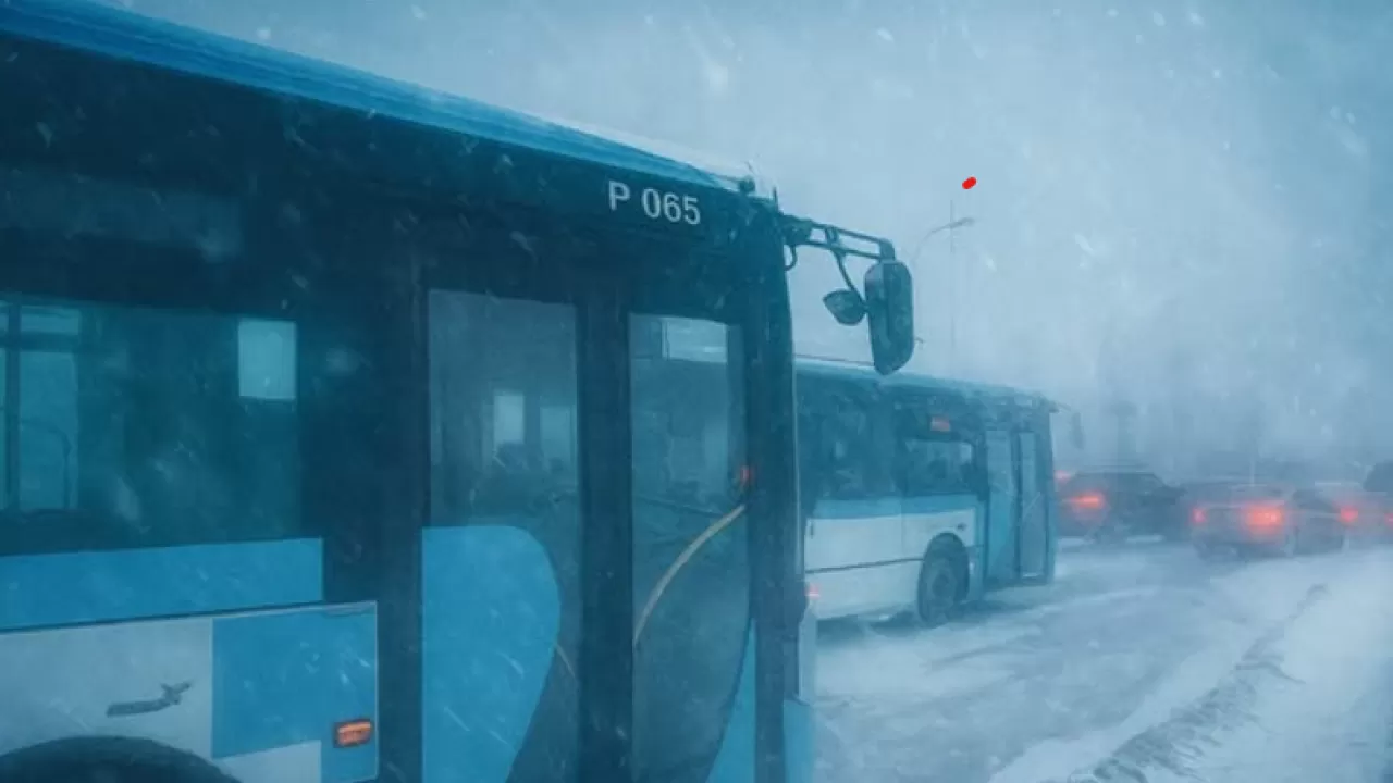 Четыре автобуса приостановили из-за бурана в Астане 