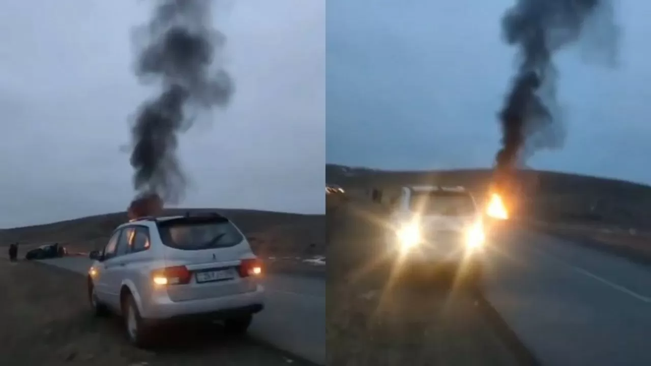 Қарағанды облысында ақша тиелген инкассатор көлігі өртеніп кетті