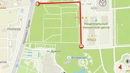 Проезд по дороге центрального парка Астаны ограничили 
