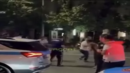 Алматыда төбелескендерді ажыратпақ болған полиция соққыға жығылды