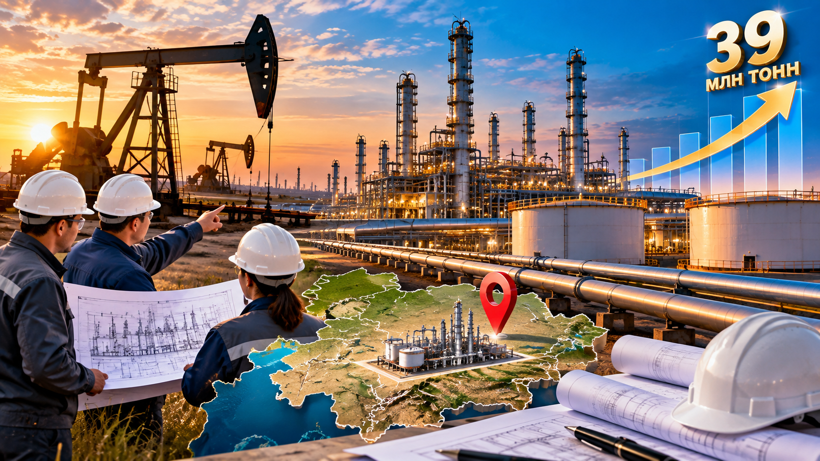 Казахстан нарастит переработку нефти до 39 млн тонн в год  