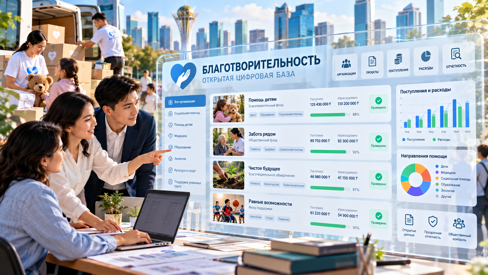 В Казахстане создадут открытую цифровую базу благотворительных организаций 
