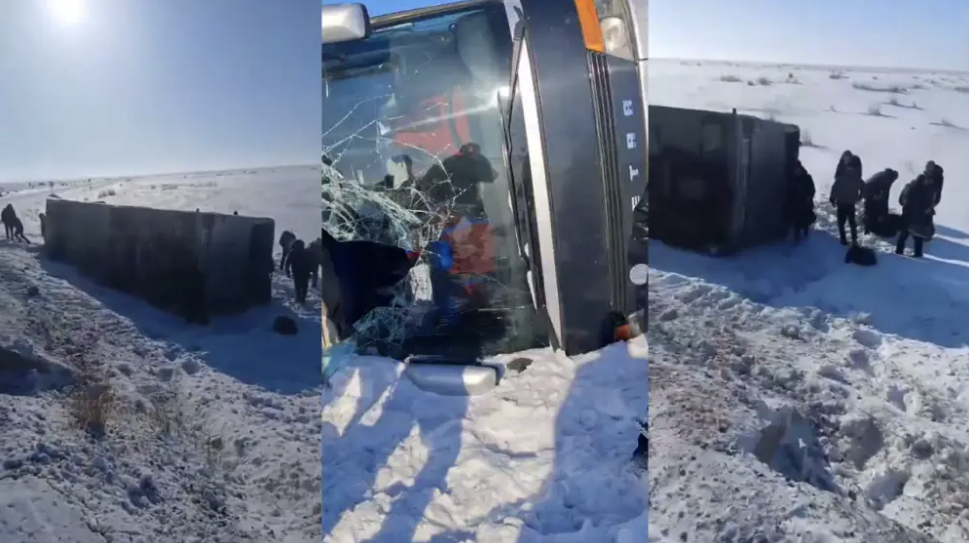 Абай облысында 50 жолаушы мінген автобус аударылып қалды