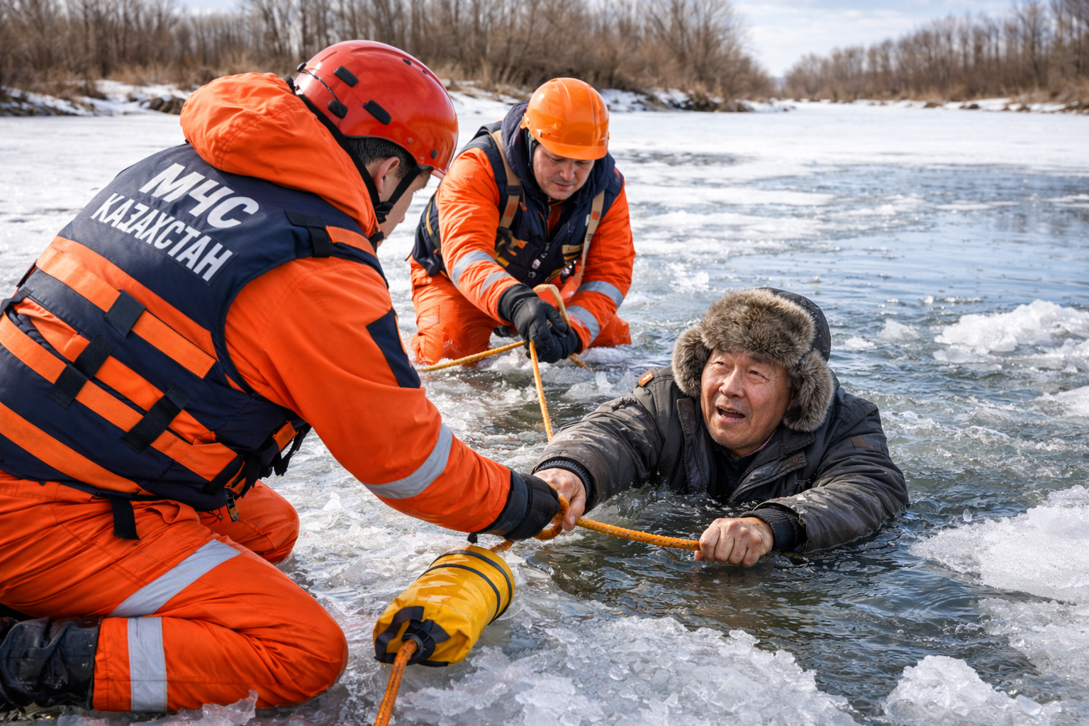 Провалившегося под лед пенсионера спасли в Атырауской области  
