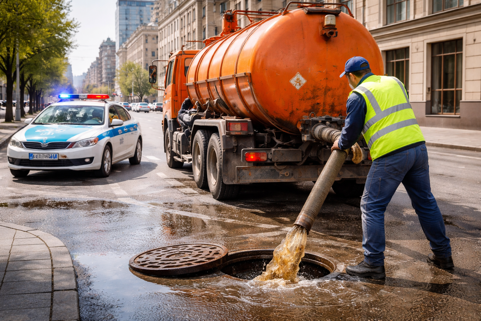 В Астане водителей ловят за незаконный слив отходов 
