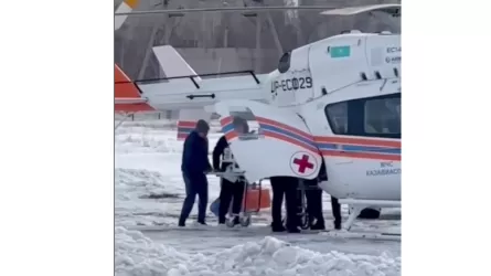 В Павлодар из села вертолетом доставили новорожденных двойняшек