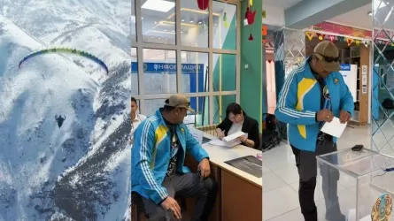 Прилетел голосовать: парапланерист с флагом Казахстана эффектно присоединился к референдуму