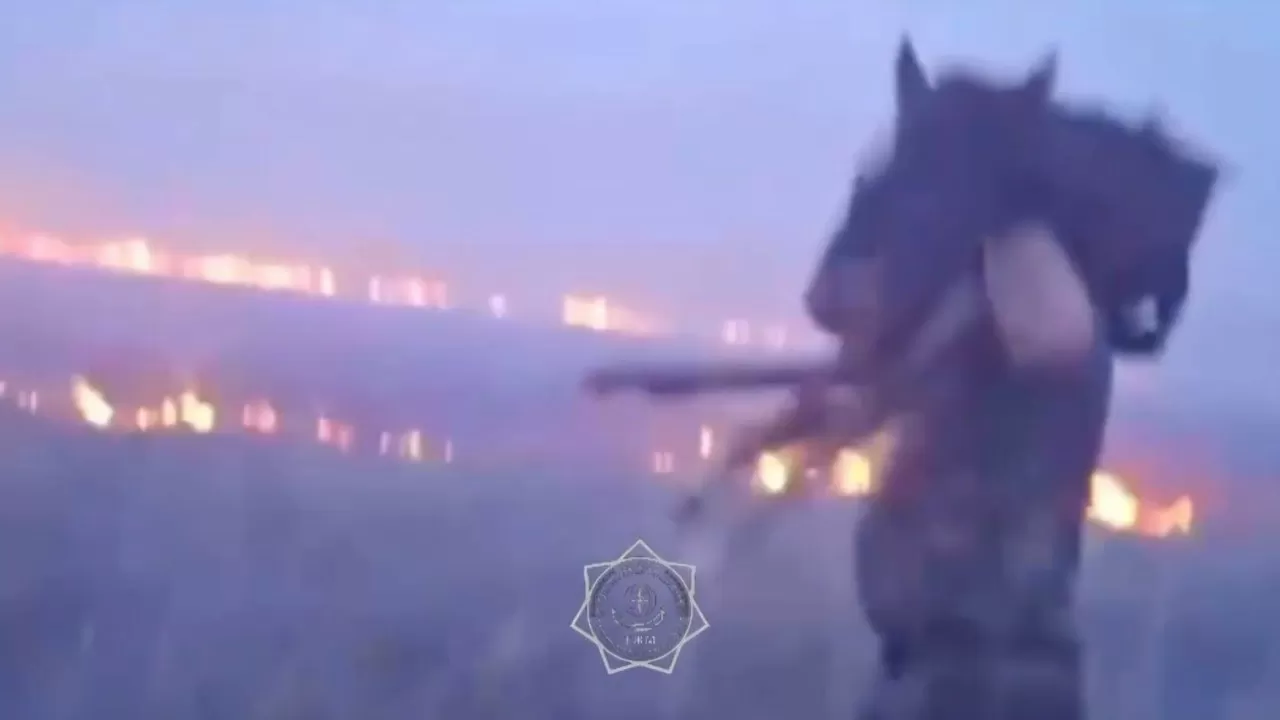 Сухая трава горит в Акмолинской области