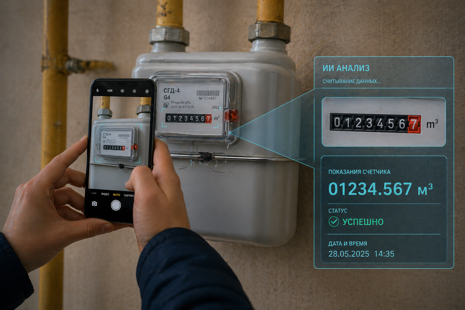 ИИ будет считать газ по фото счетчика  