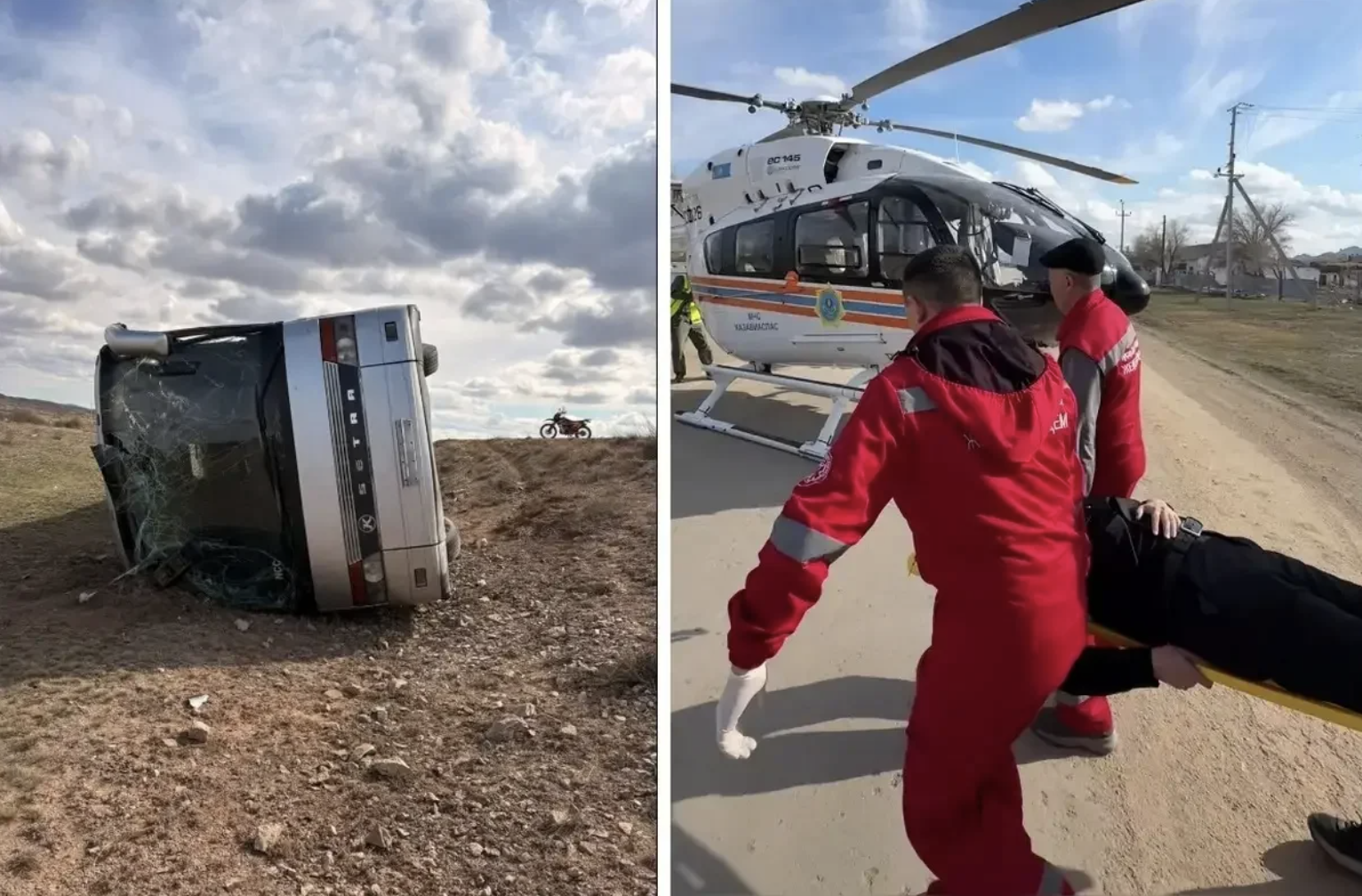 Қарағанды облысында вахталық автобус аударылып қалды 