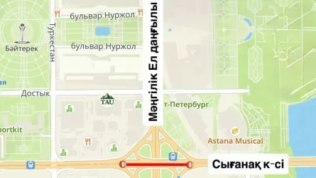 Участок транспортной развязки на левом берегу Астаны закроют 