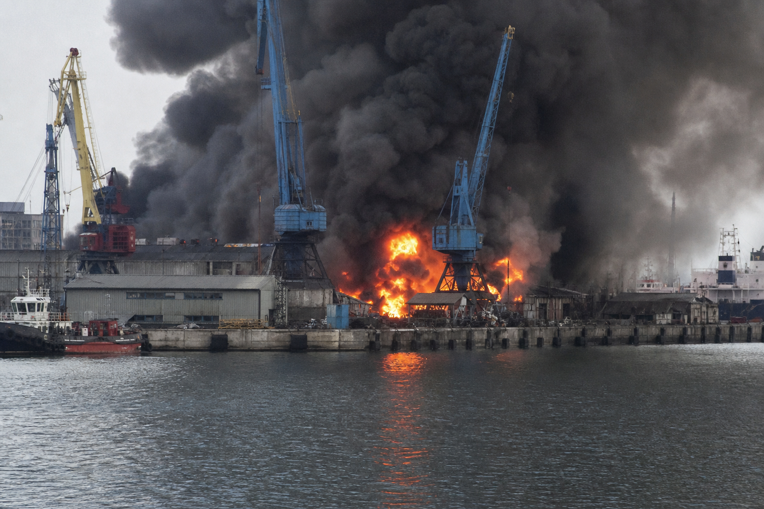 Атака дронов на крупнейший балтийский порт вызвала пожар 
