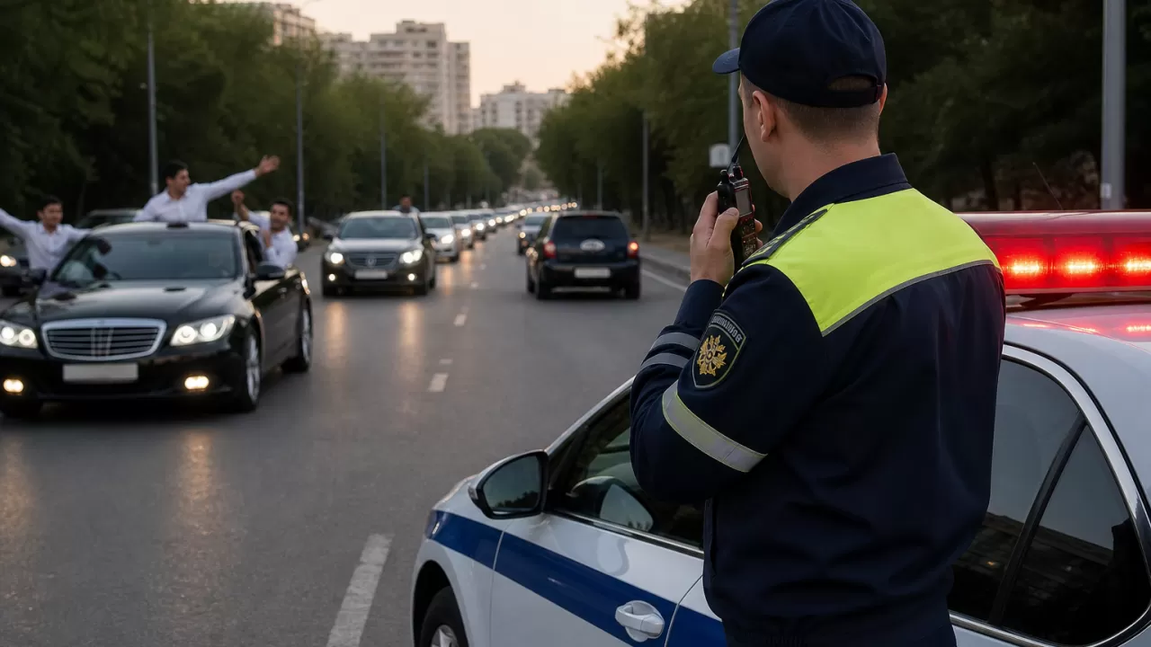 Свадебный кортеж попал под раздачу в РК за нарушения ПДД 