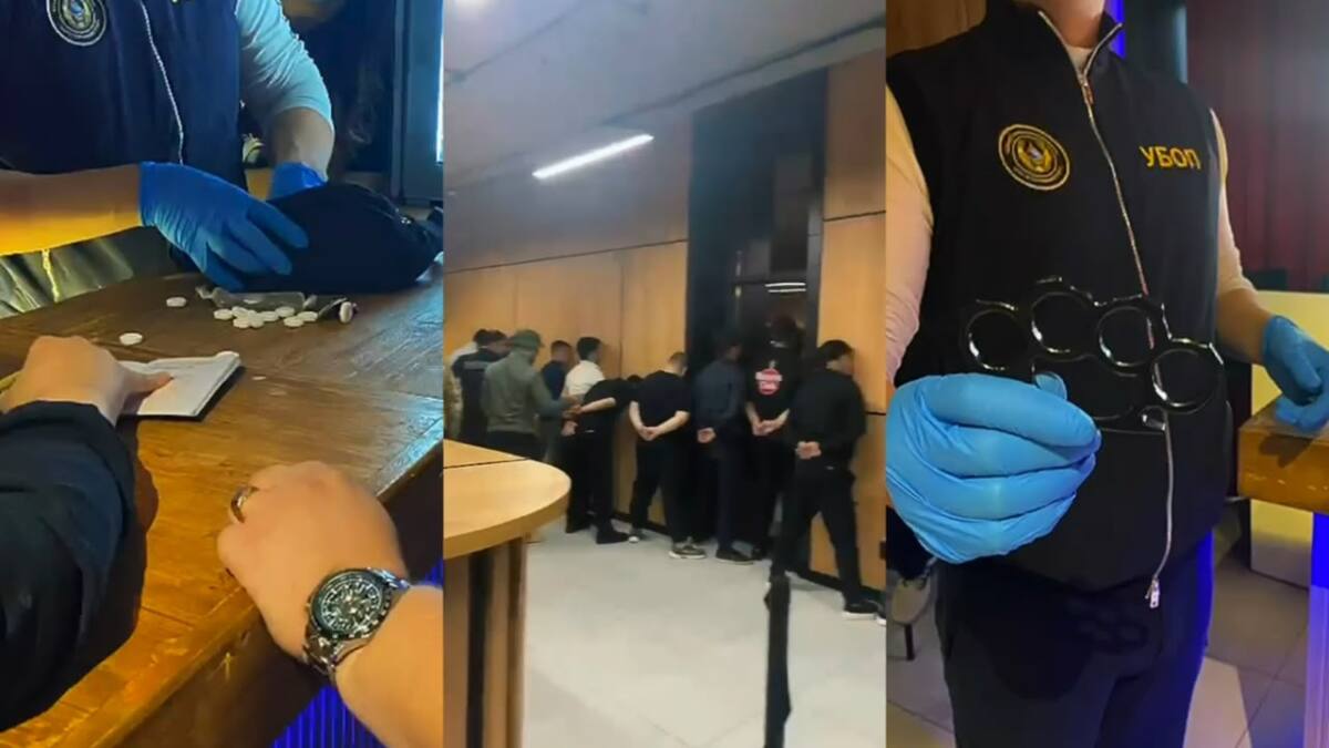 Ақтөбеде түнгі клубтан пышақтар, есірткіге ұқсас 3 орама мен кастет тәркіленді