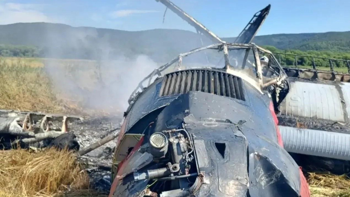 Бортта 7 адам болған: Ресейде Ан-3 ұшағы апатты жағдайда қонып, өртеніп кетті