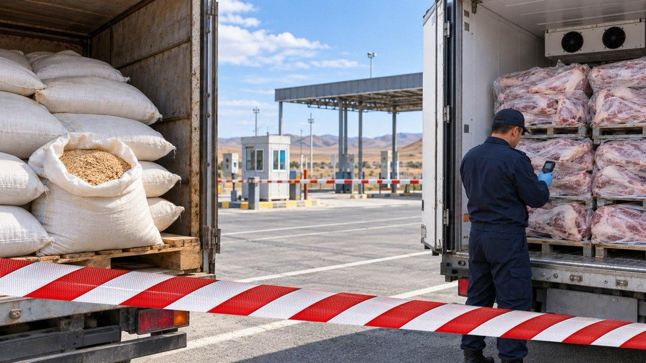 Два грузовика с тоннами сельхозпродукции развернули на границе РК 
