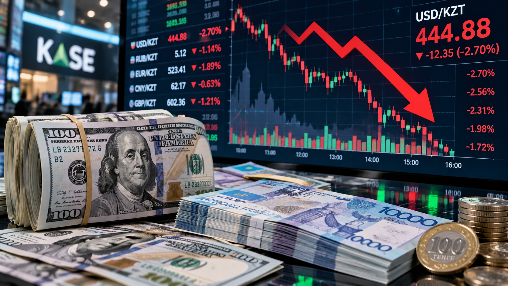 Курс доллара обновил двухлетний минимум на фоне укрепления тенге  